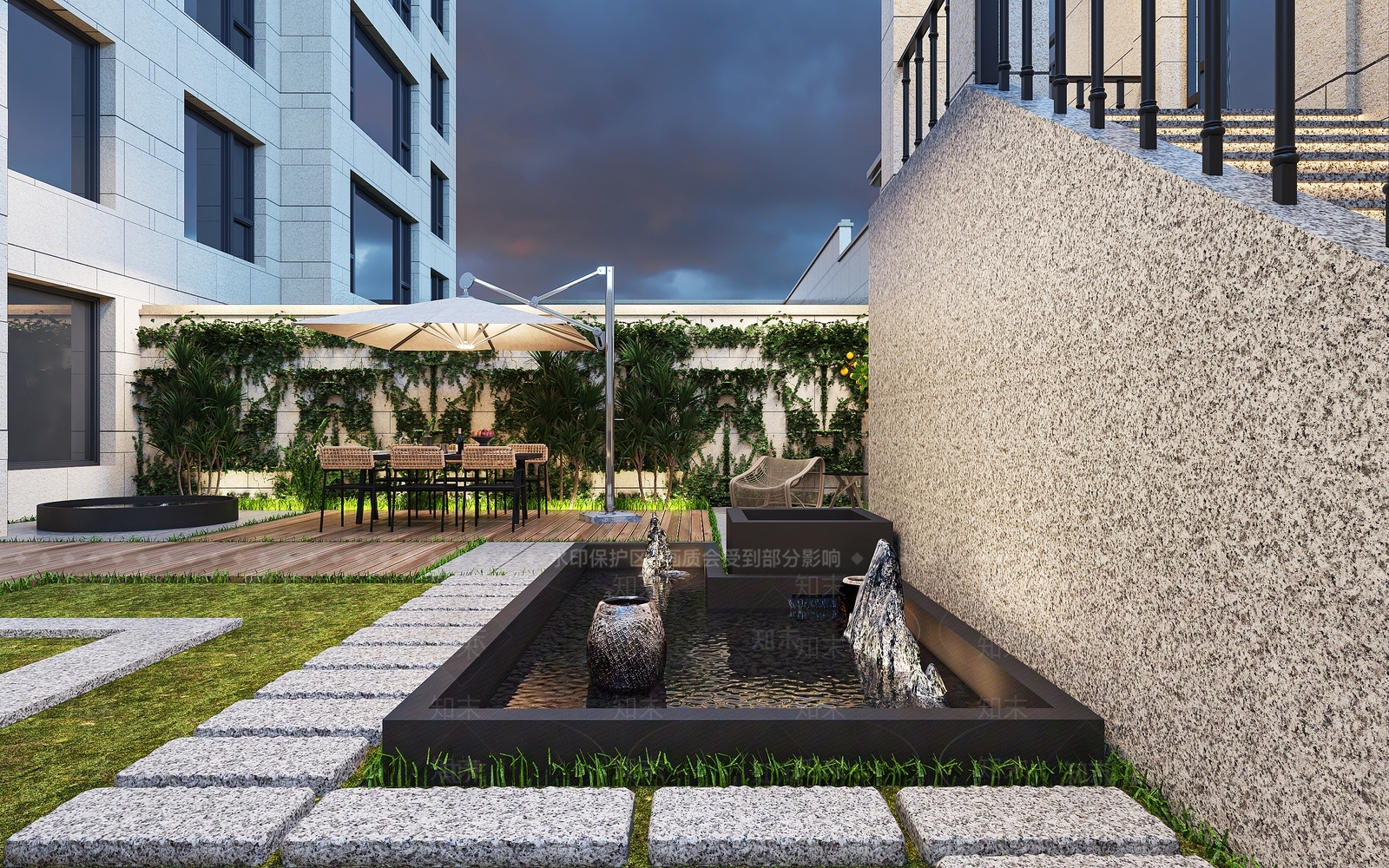 现代室外花园3D模型下载【ID:1125541128】