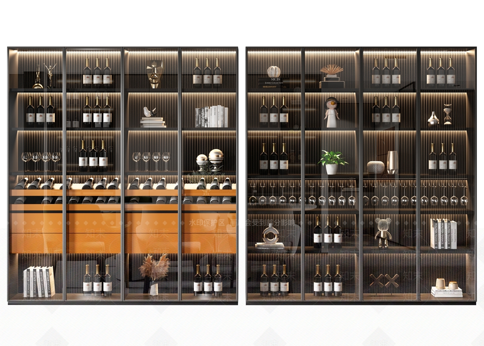现代酒柜组合3D模型下载【ID:1125540823】