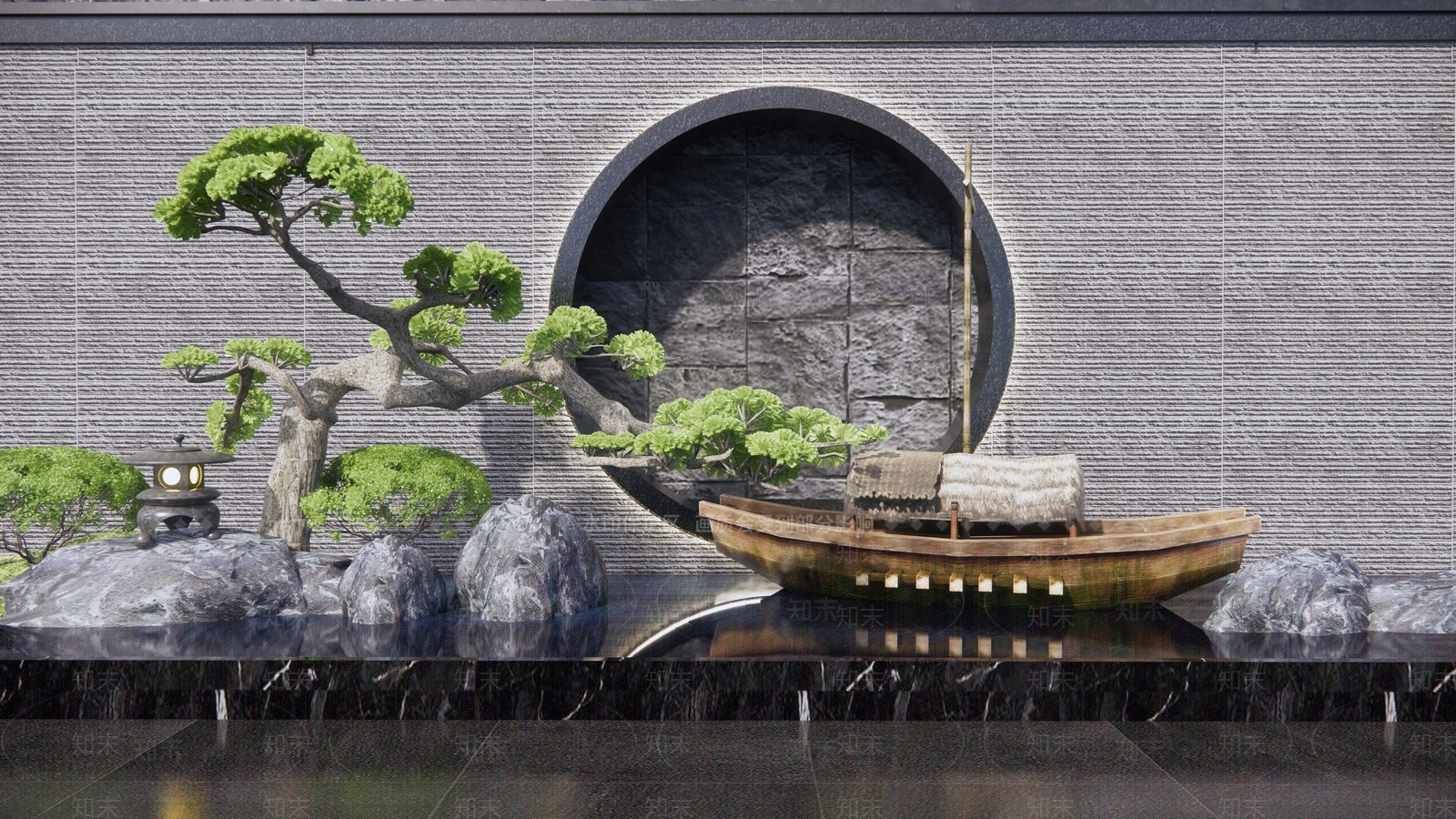 新中式假山水景3D模型下载【ID:1125545649】