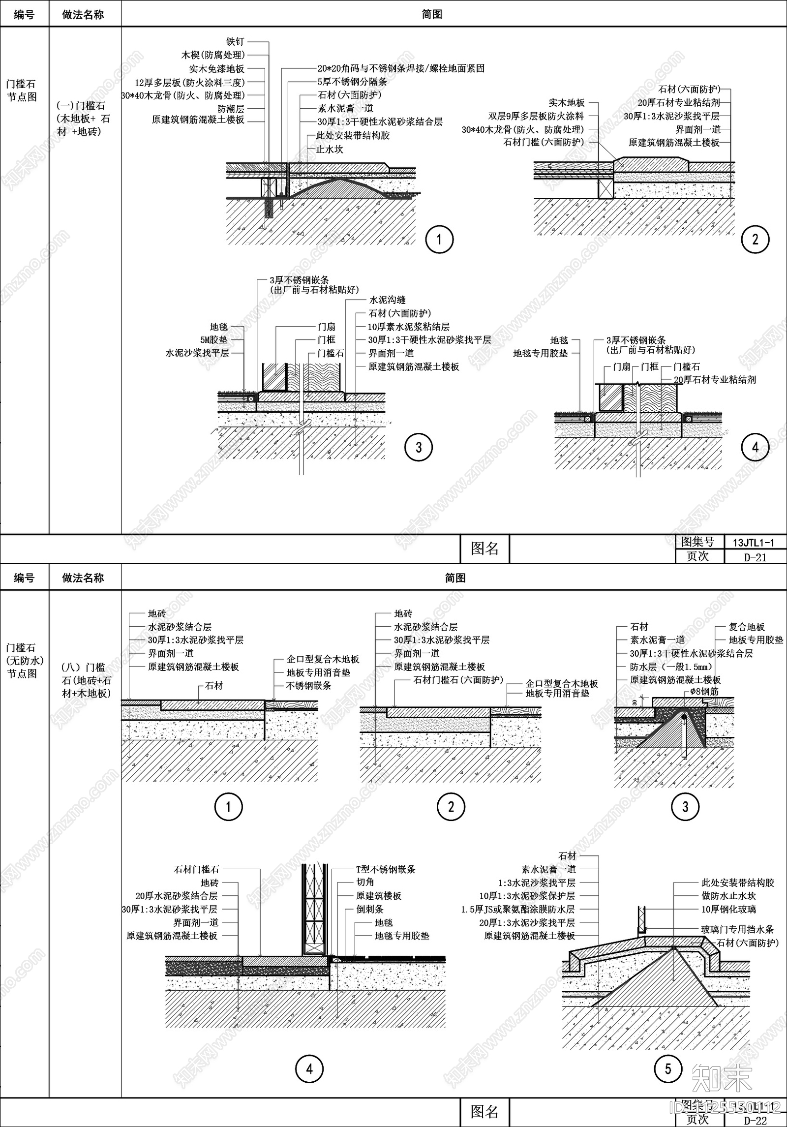 地面地砖地毯石材木地板门槛石施工图下载【ID:1125550112】