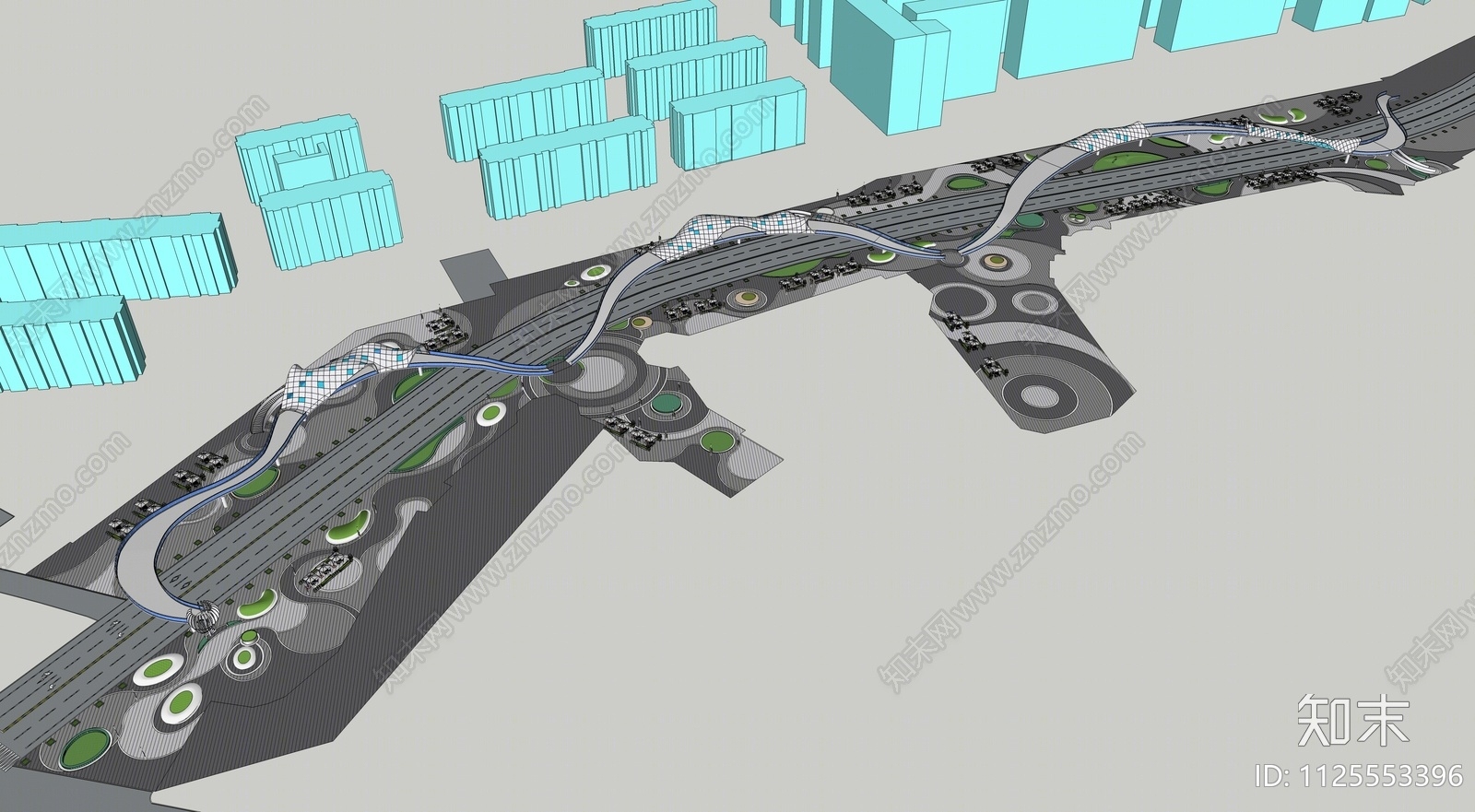 现代过街天桥SU模型下载【ID:1125553396】