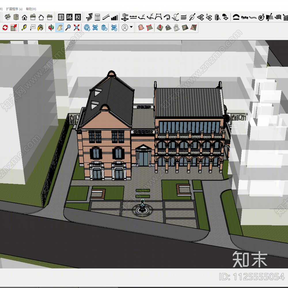 古典商业多层SU模型下载【ID:1125555054】