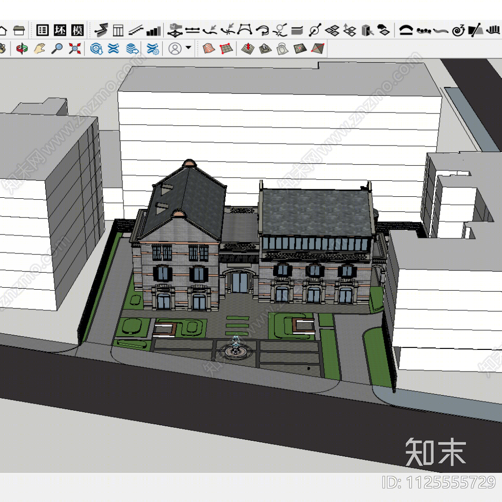 中式商业多层SU模型下载【ID:1125555729】