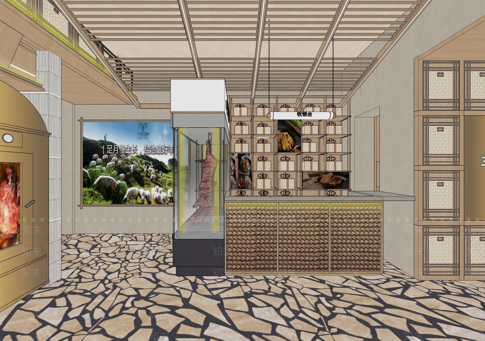 现代烧烤快餐店SU模型下载【ID:1125562806】