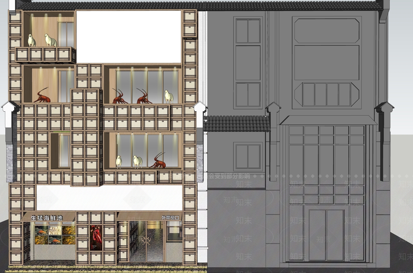 现代烧烤快餐店SU模型下载【ID:1125562806】
