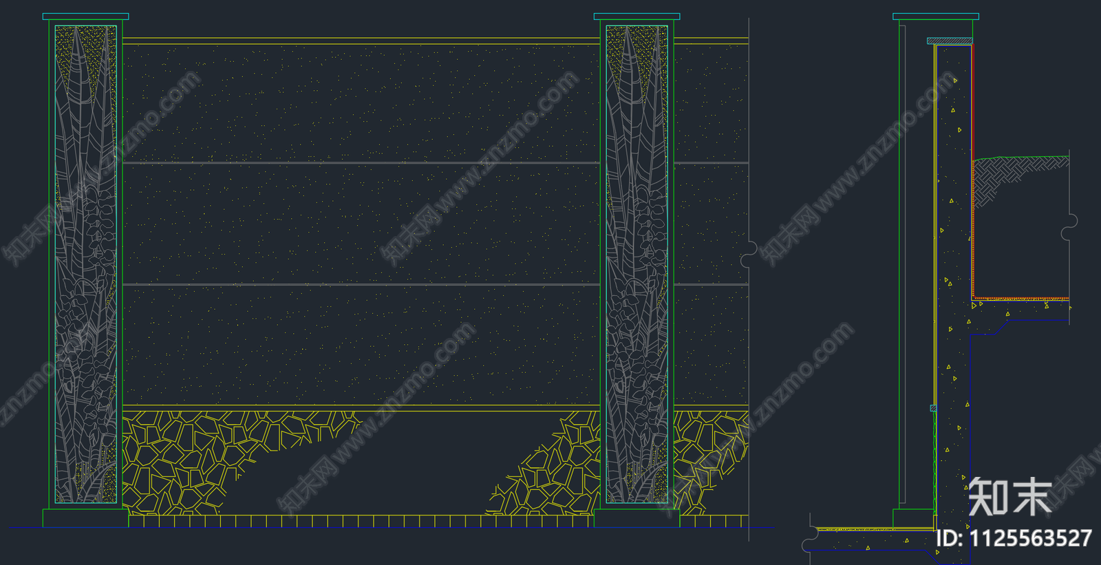 围墙栏杆cad施工图下载【ID:1125563527】