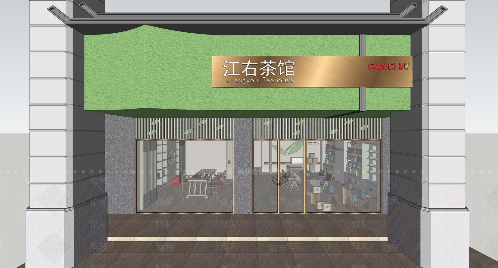 新中式茶叶店SU模型下载【ID:1125563684】