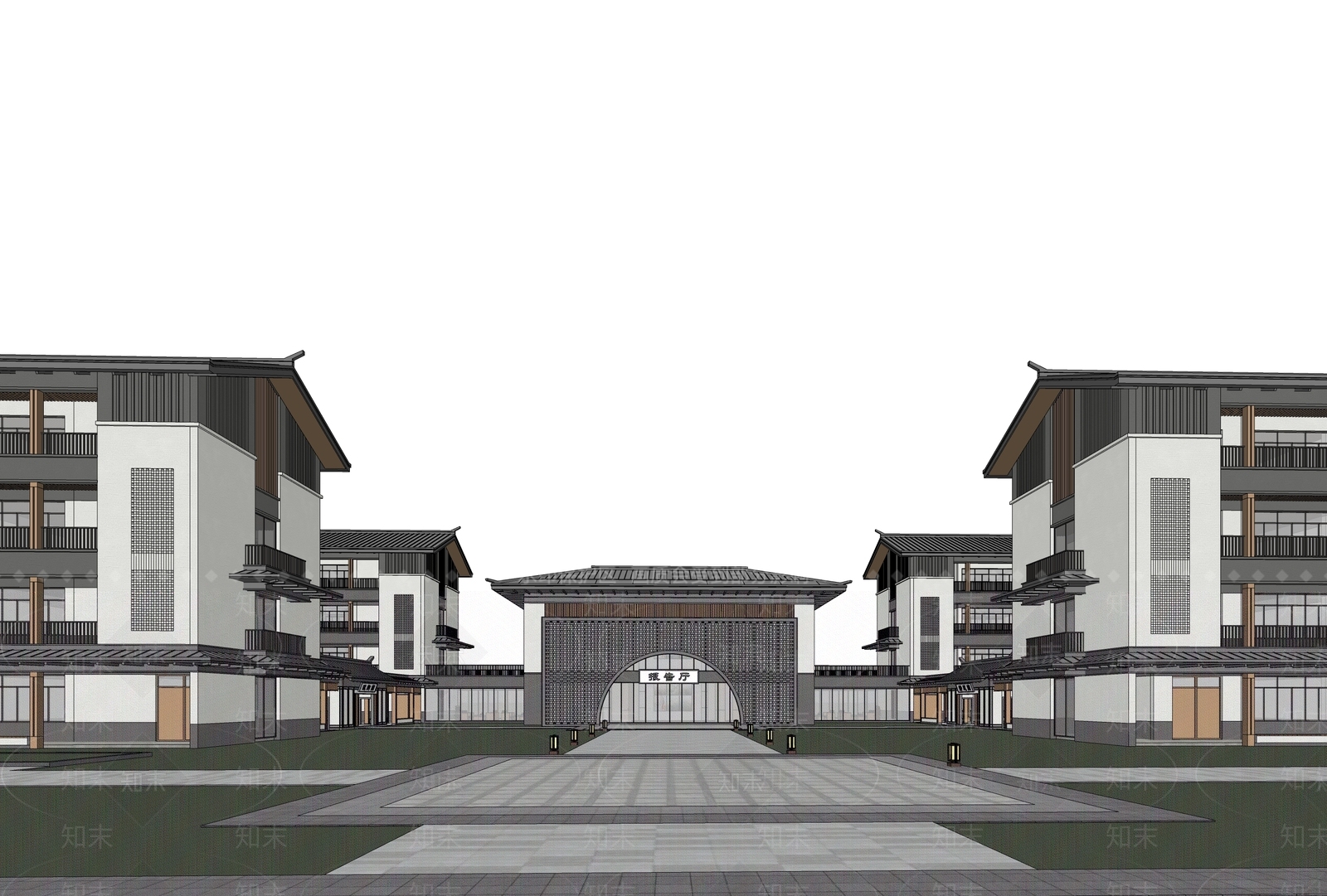 新中式文教展厅中心SU模型下载【ID:1125704286】