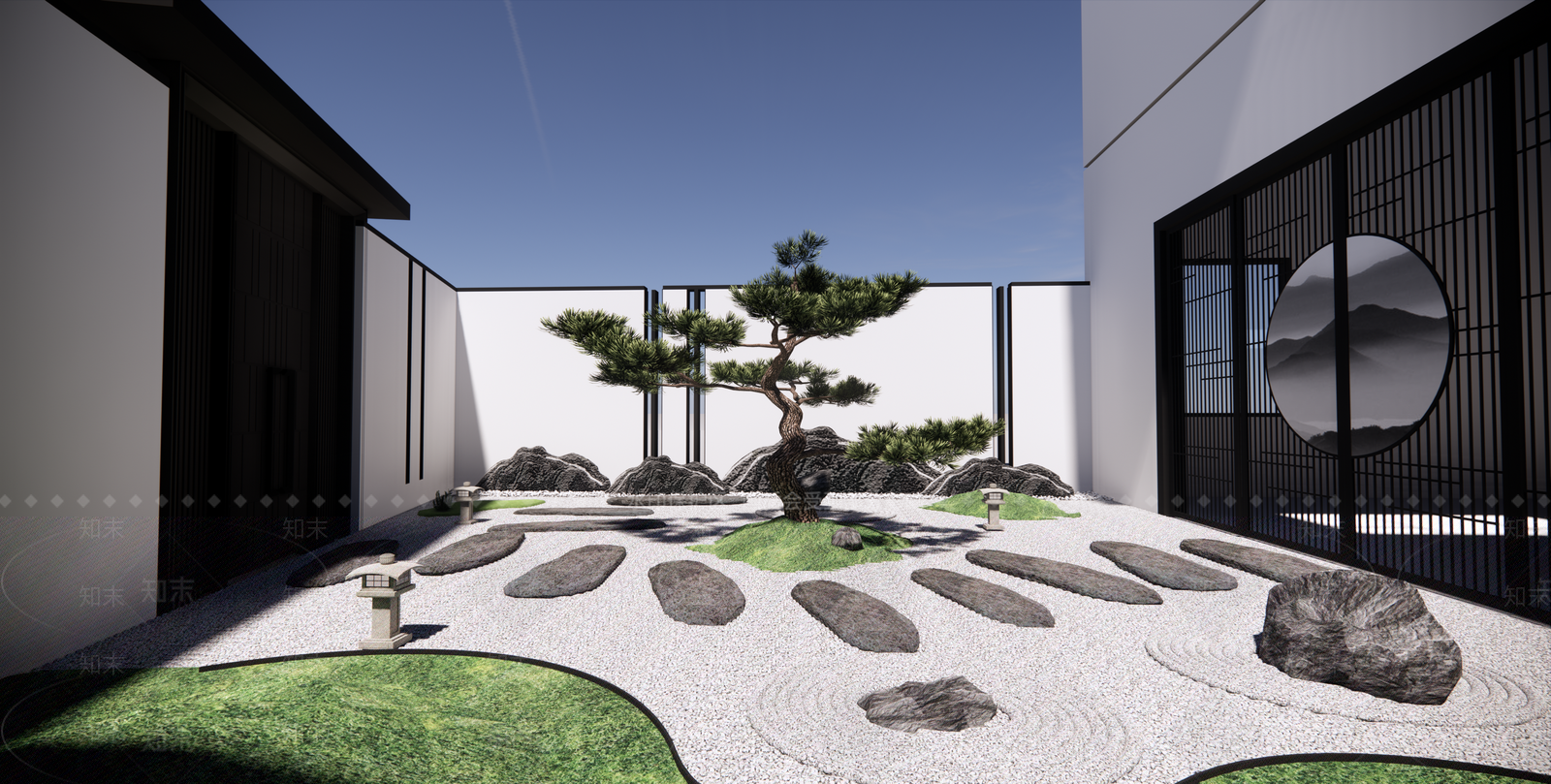 现代庭院花园SU模型下载【ID:1125756879】_知末su模型网