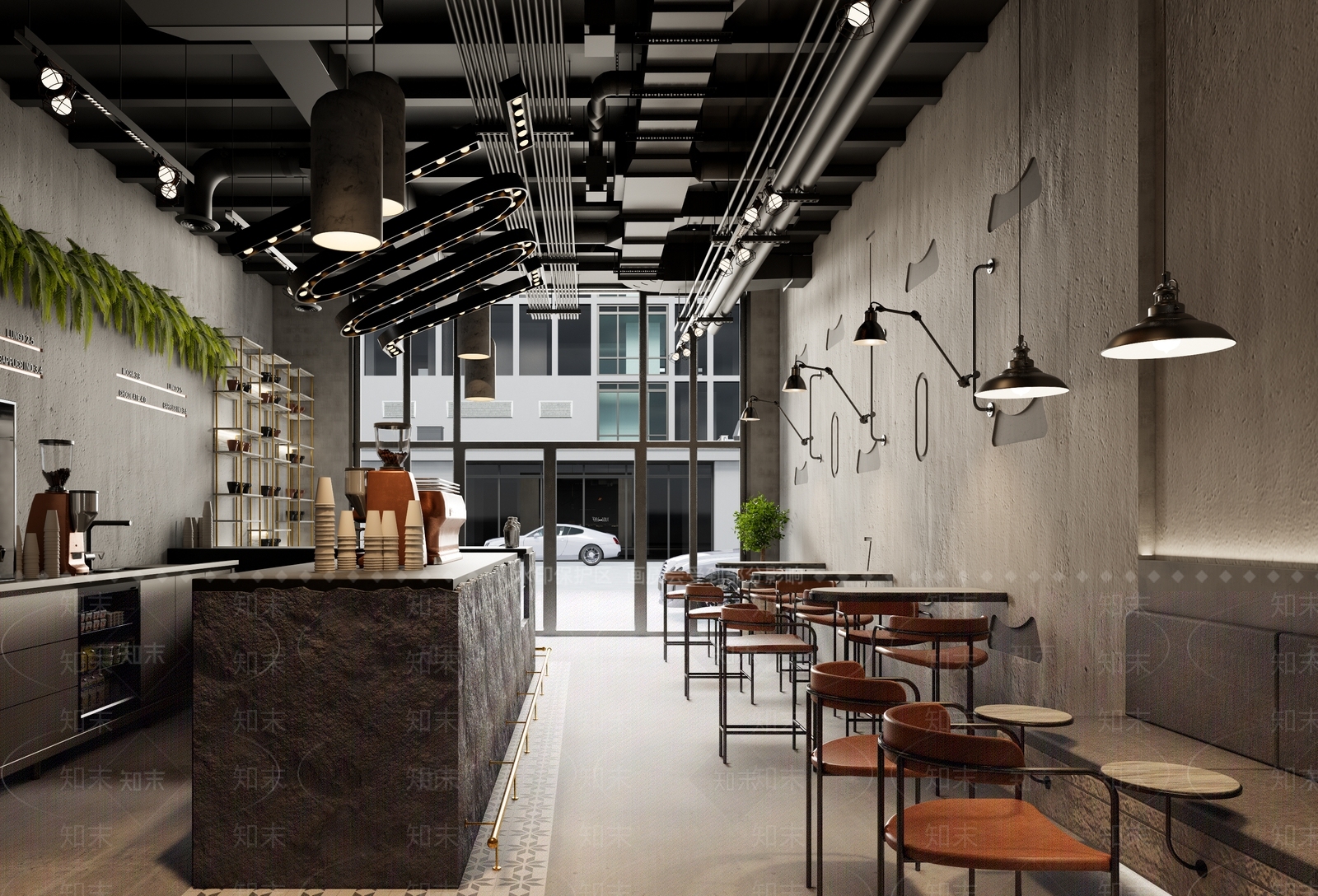 【SU悬赏模型】工业风格咖啡店SU模型下载【ID:1125752047】_知末su模型网
