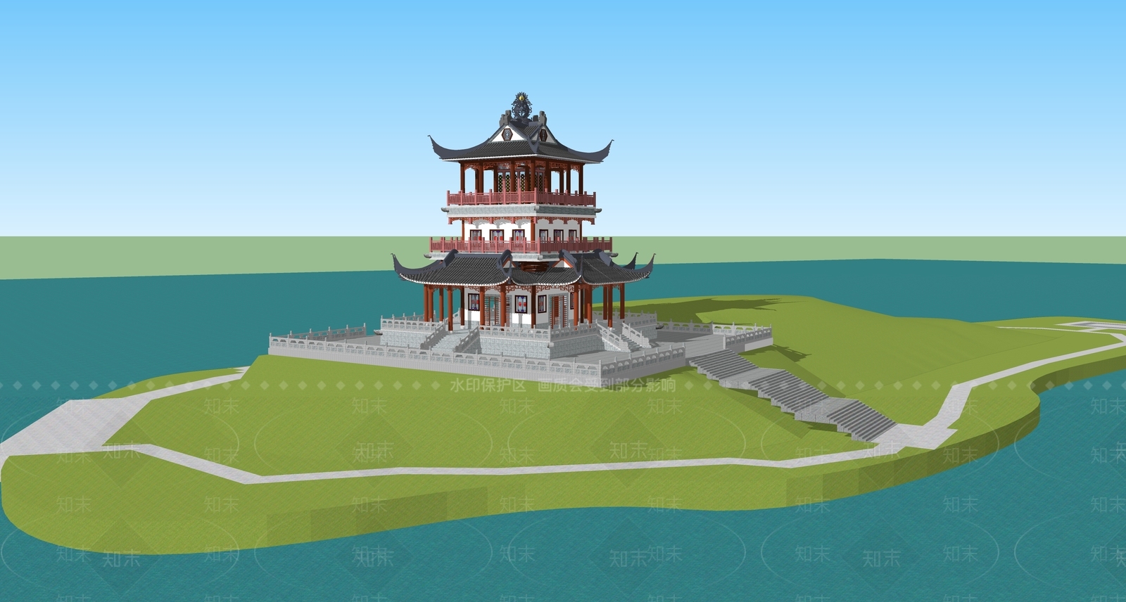 中式阁楼SU模型下载【ID:1125573260】