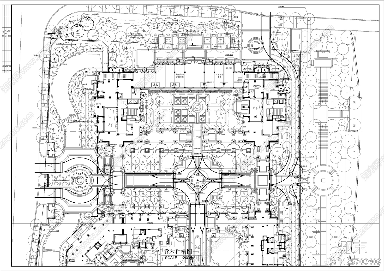现代简约住宅大区景观施工图下载【ID:1125700409】_知末案例馆
