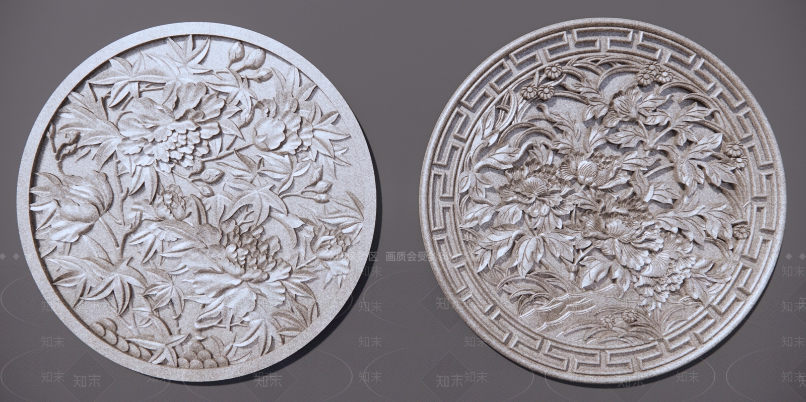 中式牡丹浮雕SU模型下载【ID:1125574029】