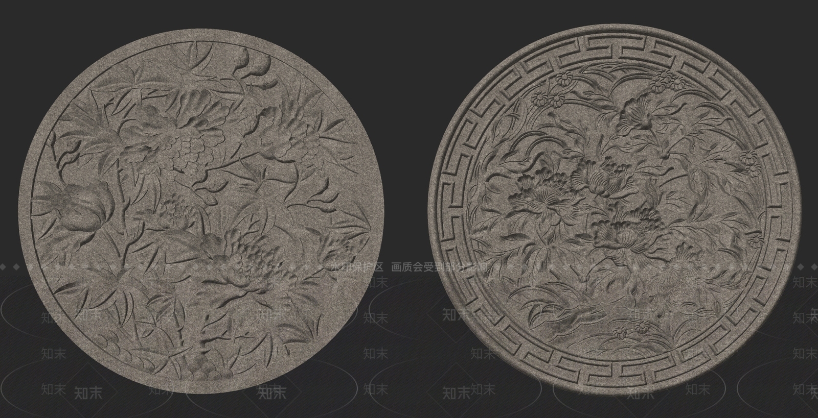 中式牡丹浮雕SU模型下载【ID:1125574029】