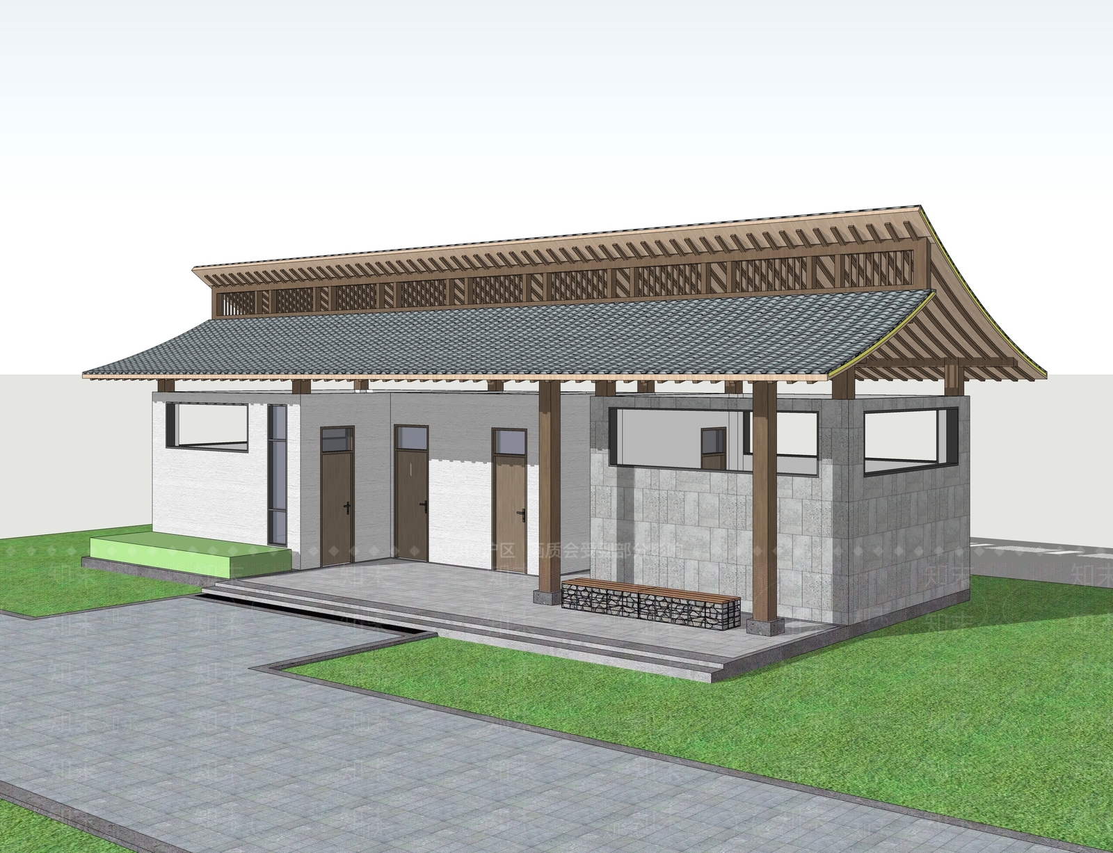 现代公共厕所SU模型下载【ID:1125583407】