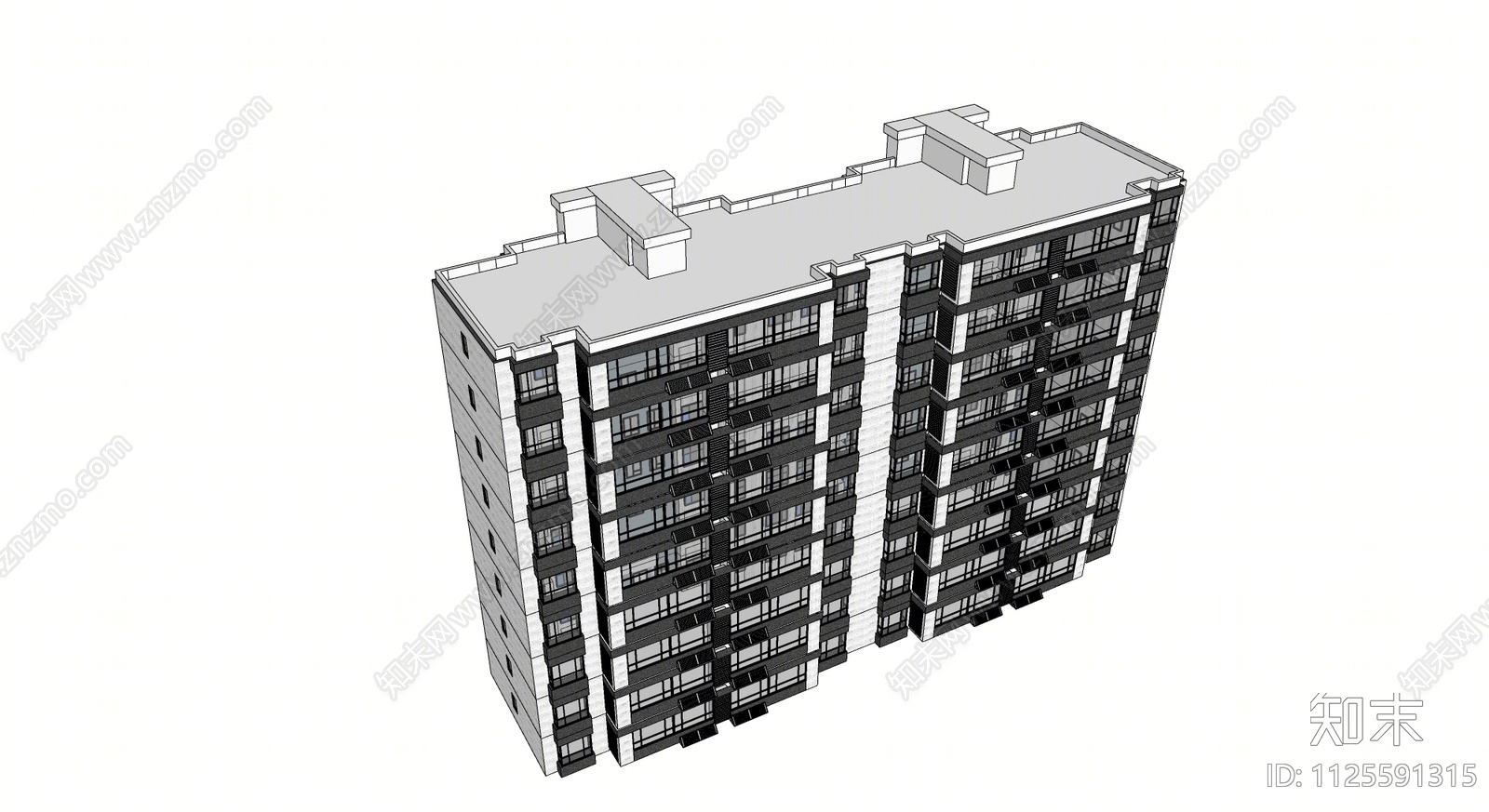 现代多层住宅SU模型下载【ID:1125591315】