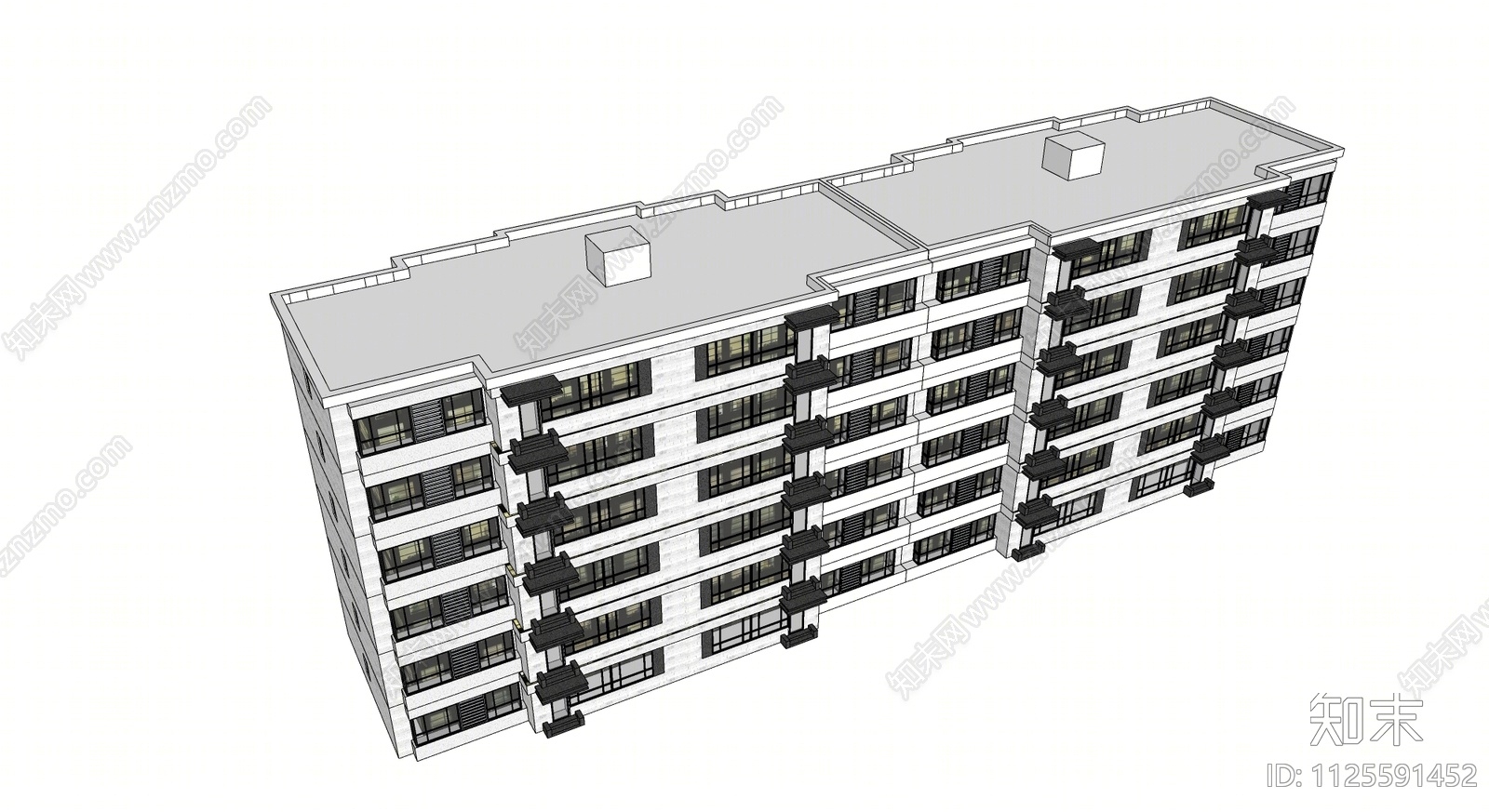 现代多层住宅SU模型下载【ID:1125591452】