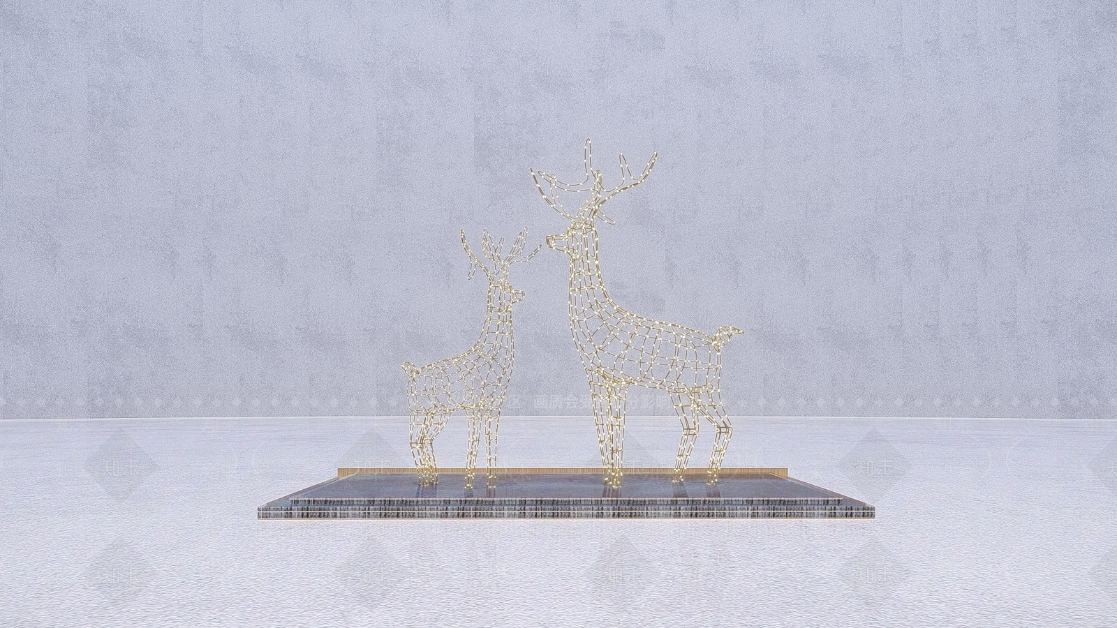现代发光鹿雕塑小品SU模型下载【ID:1125594346】