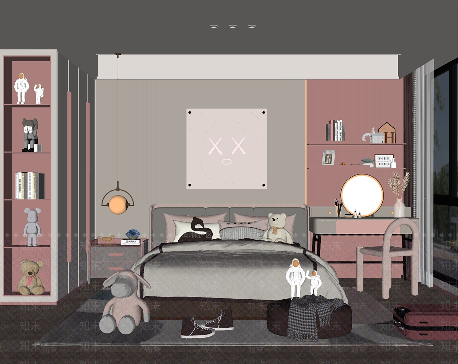 现代女孩房SU模型下载【ID:1125597696】