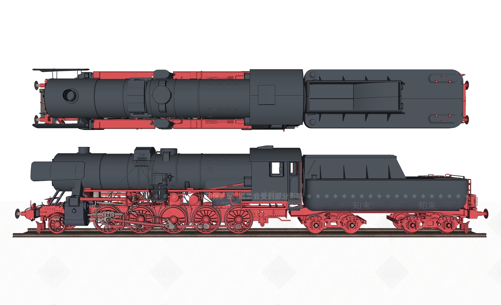 蒸汽机火车SU模型下载【ID:1125604854】