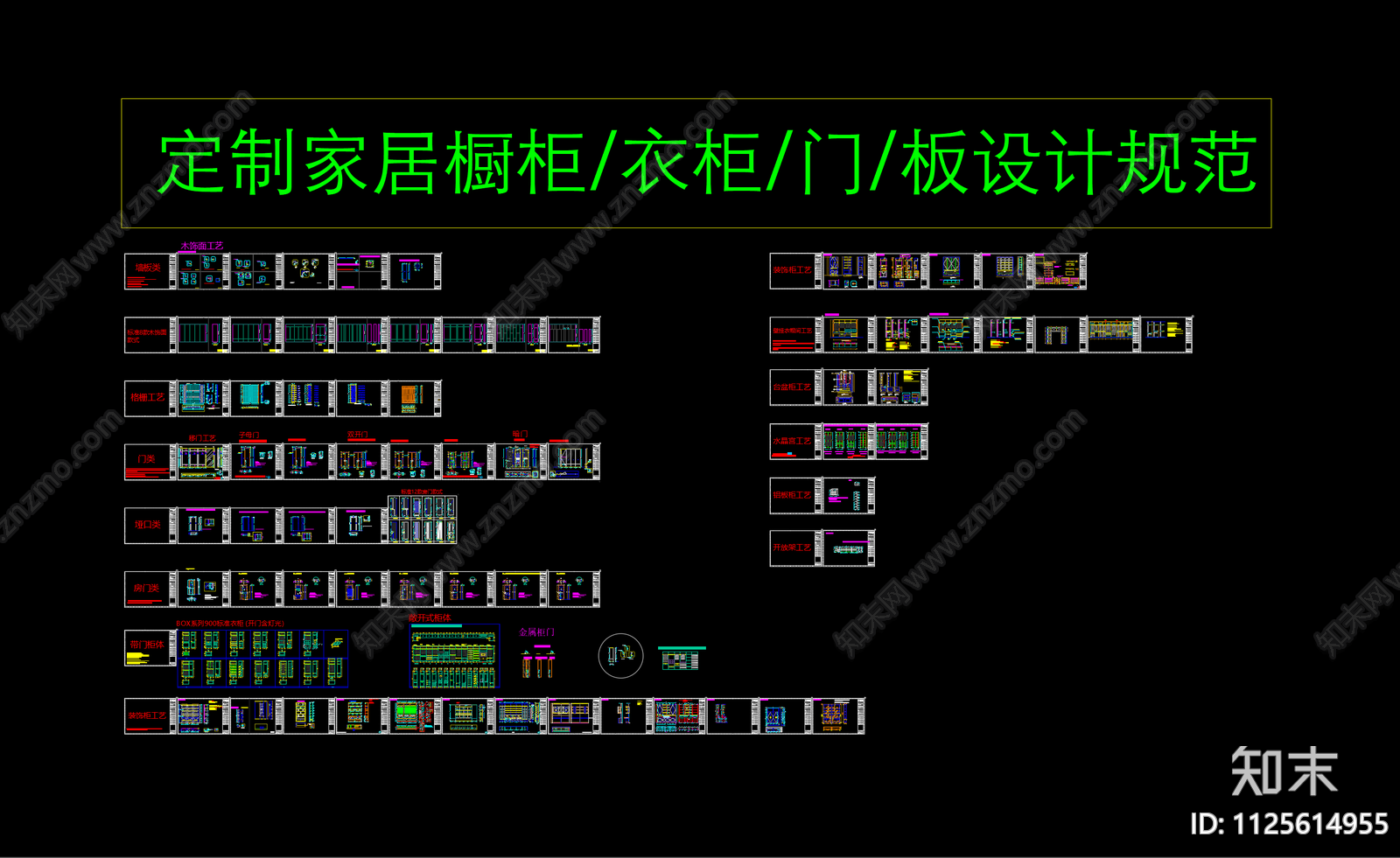 定制家居橱柜衣柜施工图下载【ID:1125614955】