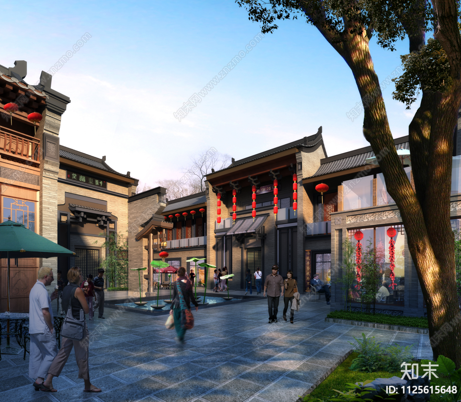 中式古建筑商业街cad施工图下载【ID:1125615648】
