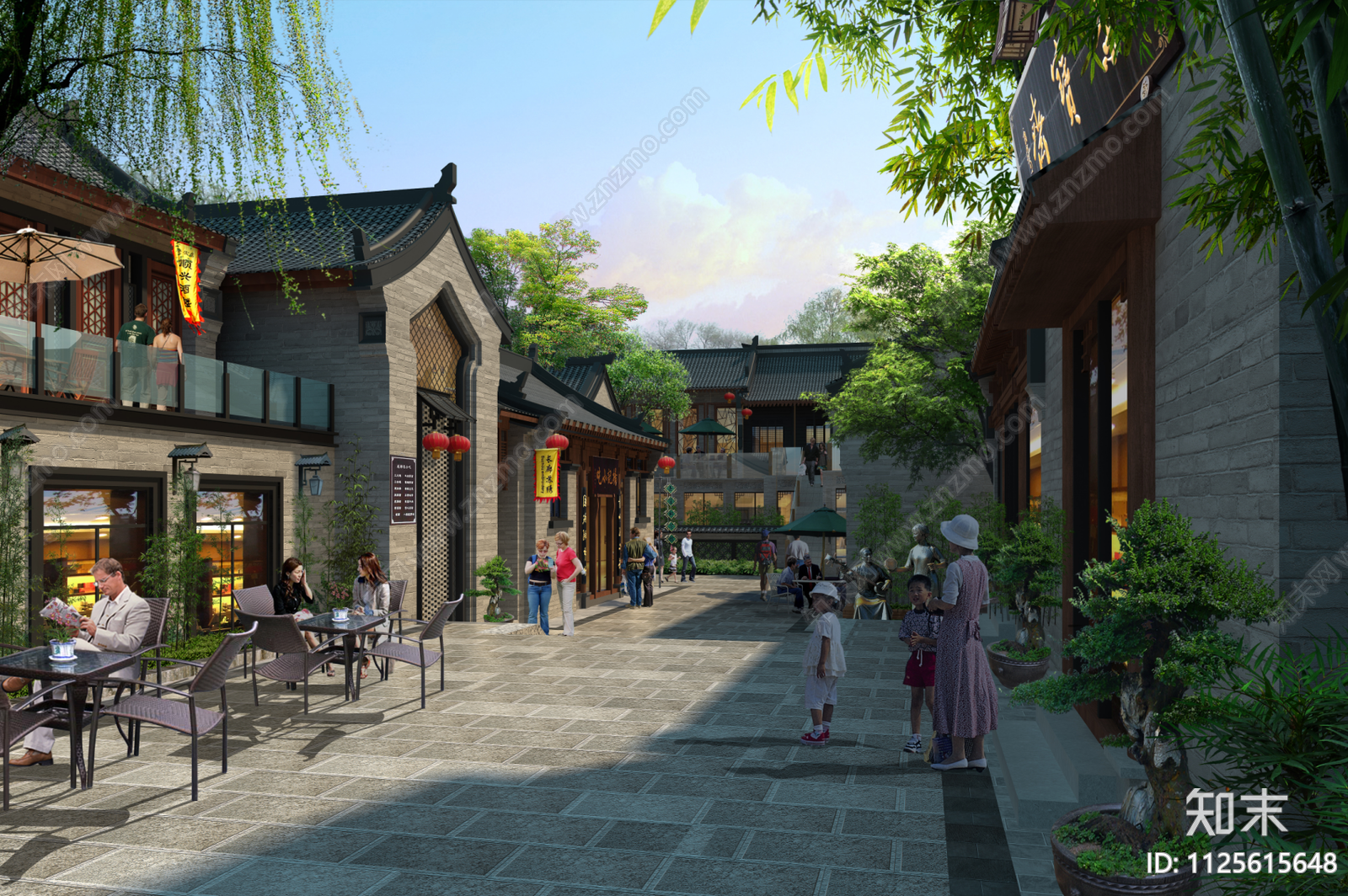 中式古建筑商业街cad施工图下载【ID:1125615648】