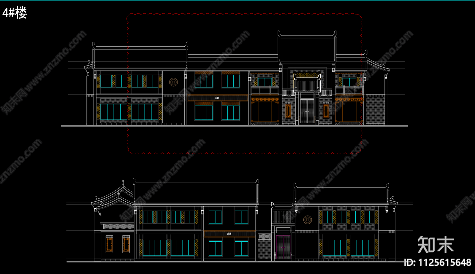 中式古建筑商业街cad施工图下载【ID:1125615648】