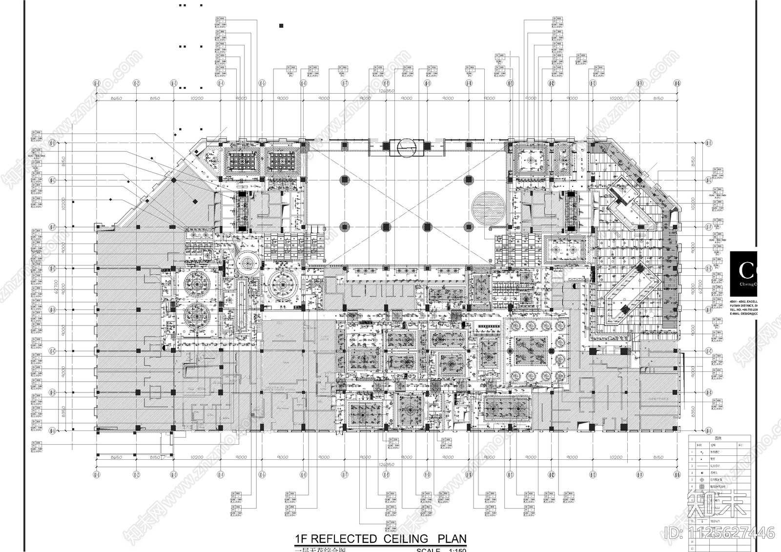 希尔顿酒店平面天花系统图施工图下载【ID:1125627446】