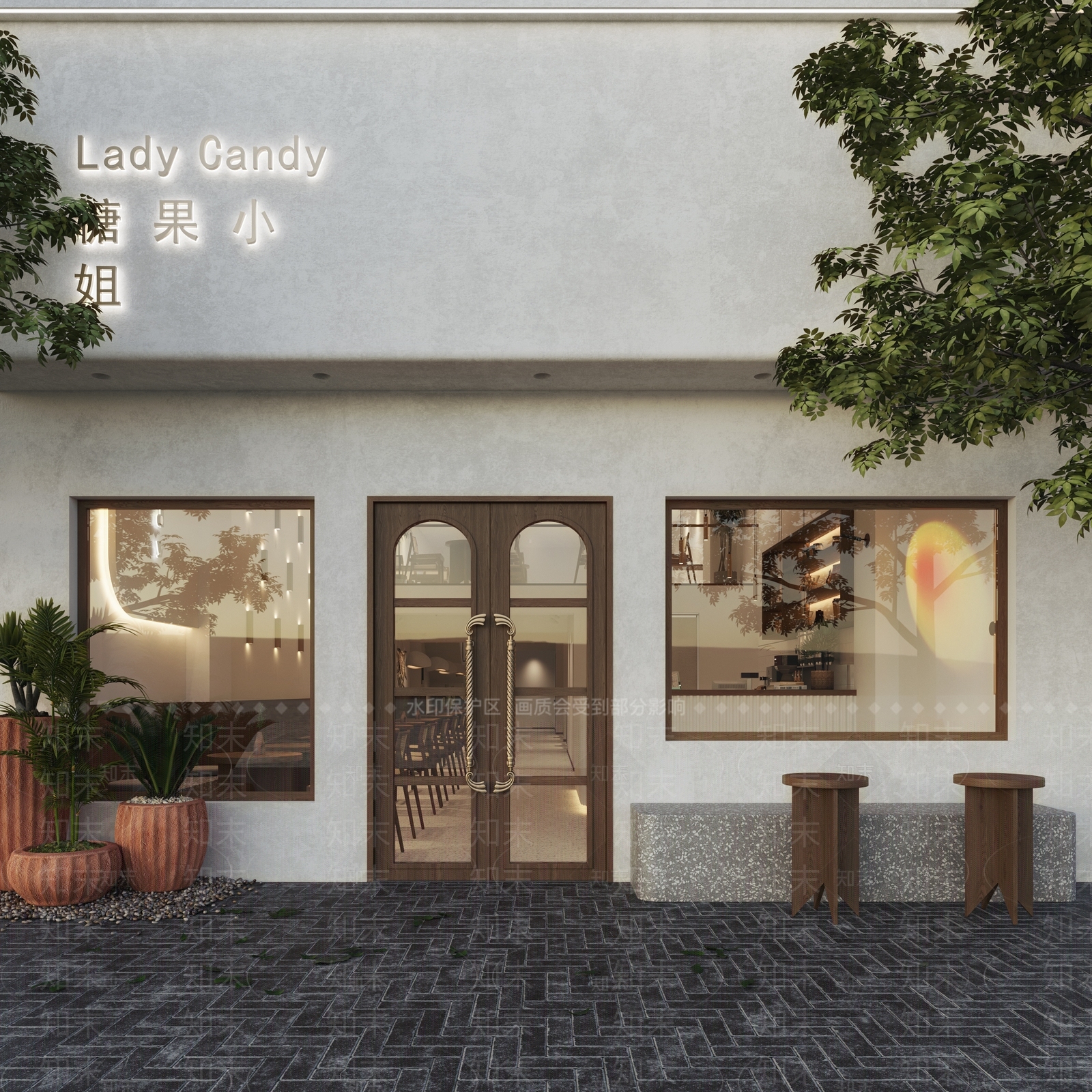侘寂风奶茶店3D模型下载【ID:1125628595】