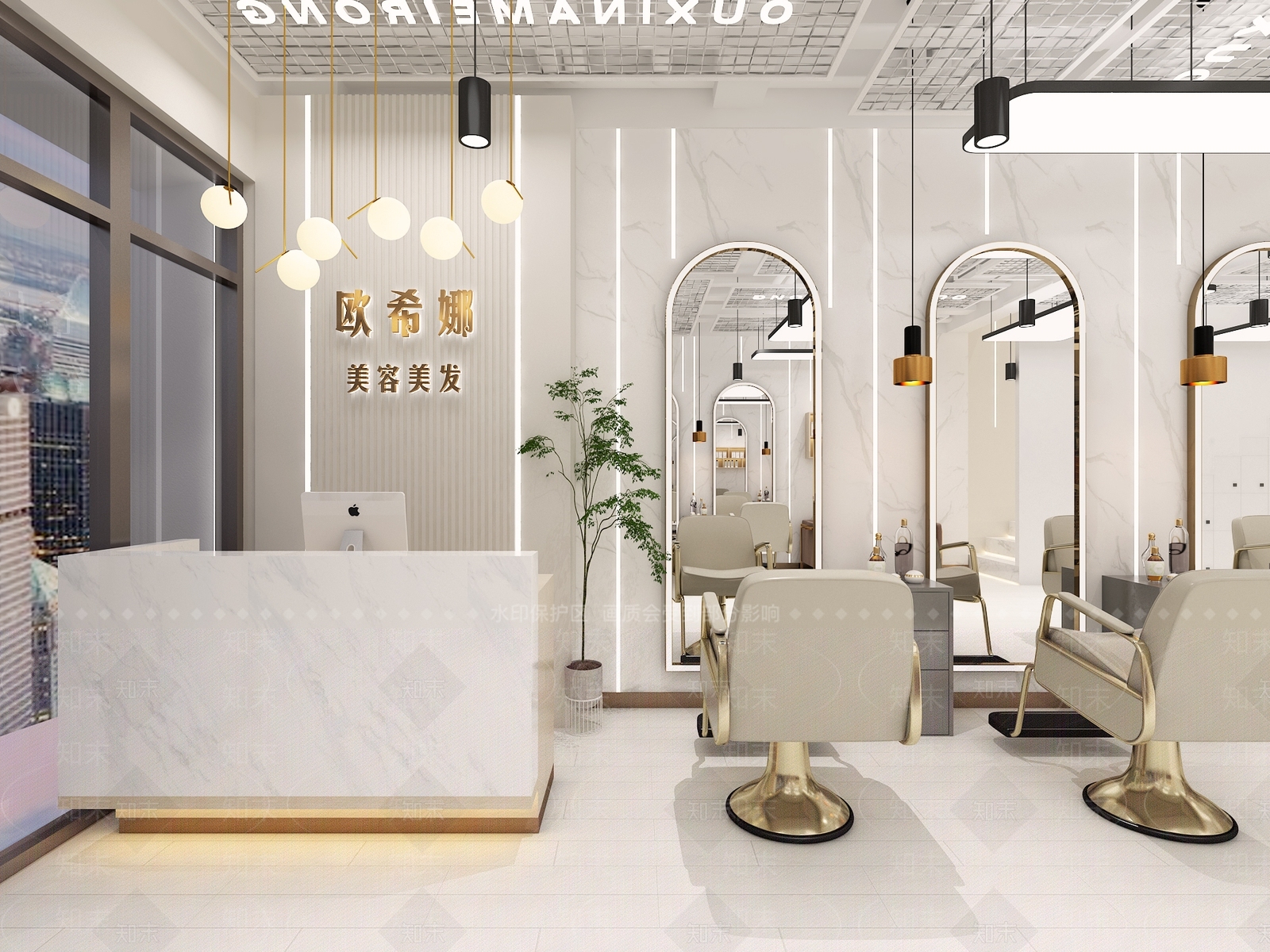 现代美发店3D模型下载【ID:1125629632】