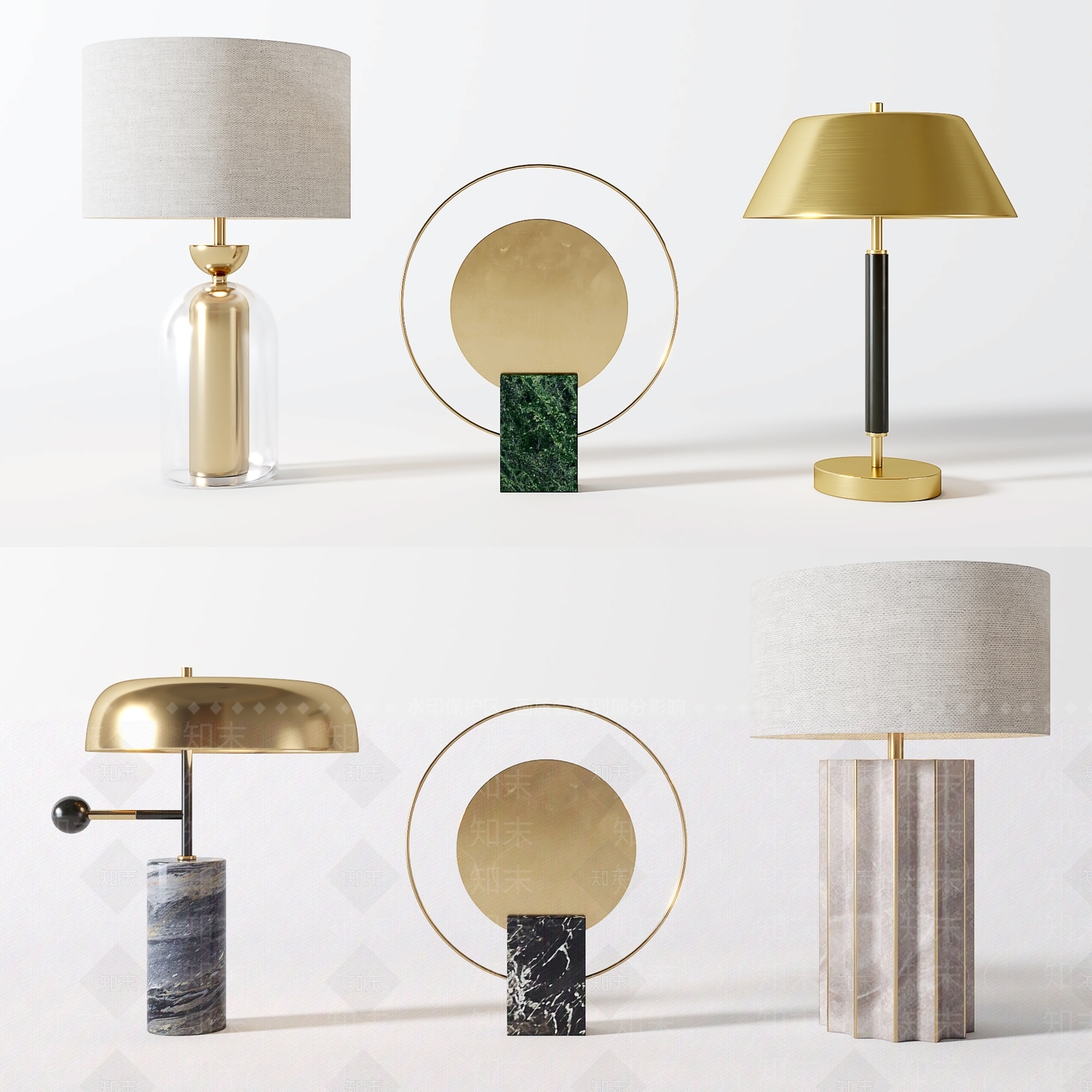 现代轻奢台灯组合SU模型下载【ID:1125630634】_知末su模型网