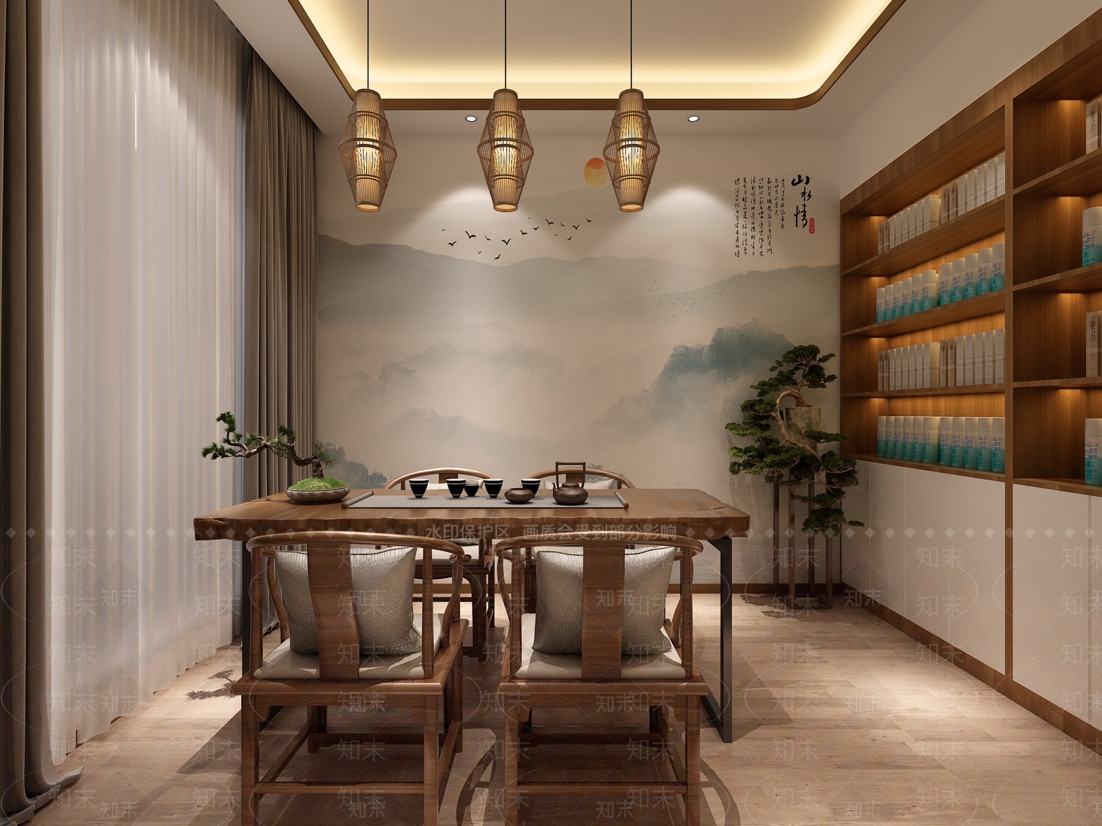 新中式茶馆3D模型下载【ID:1221766996】