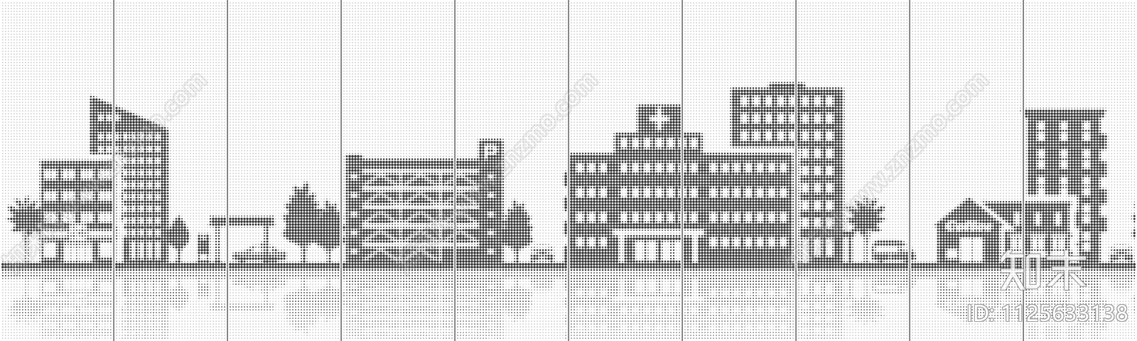 城市建筑天际线剪影穿孔板金属贴图贴图下载【ID:1125633138】