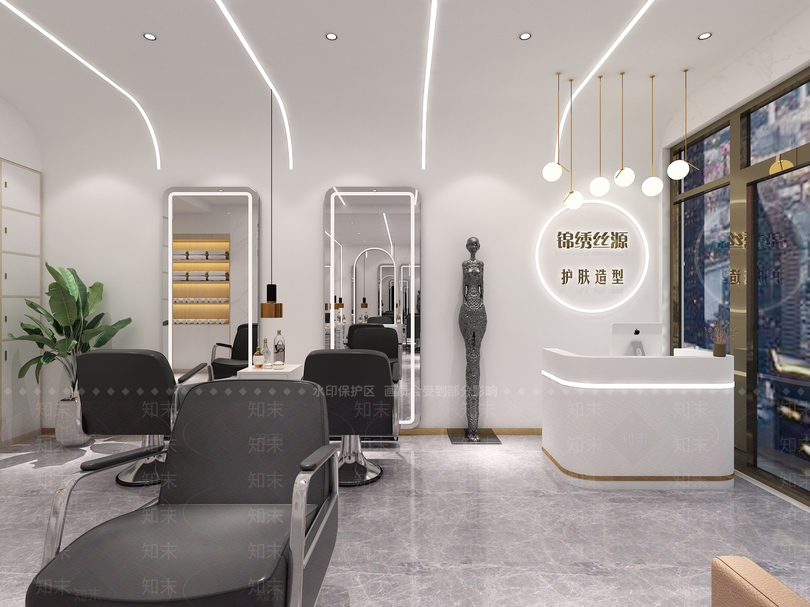 现代美容美发店3D模型下载【ID:1125633938】