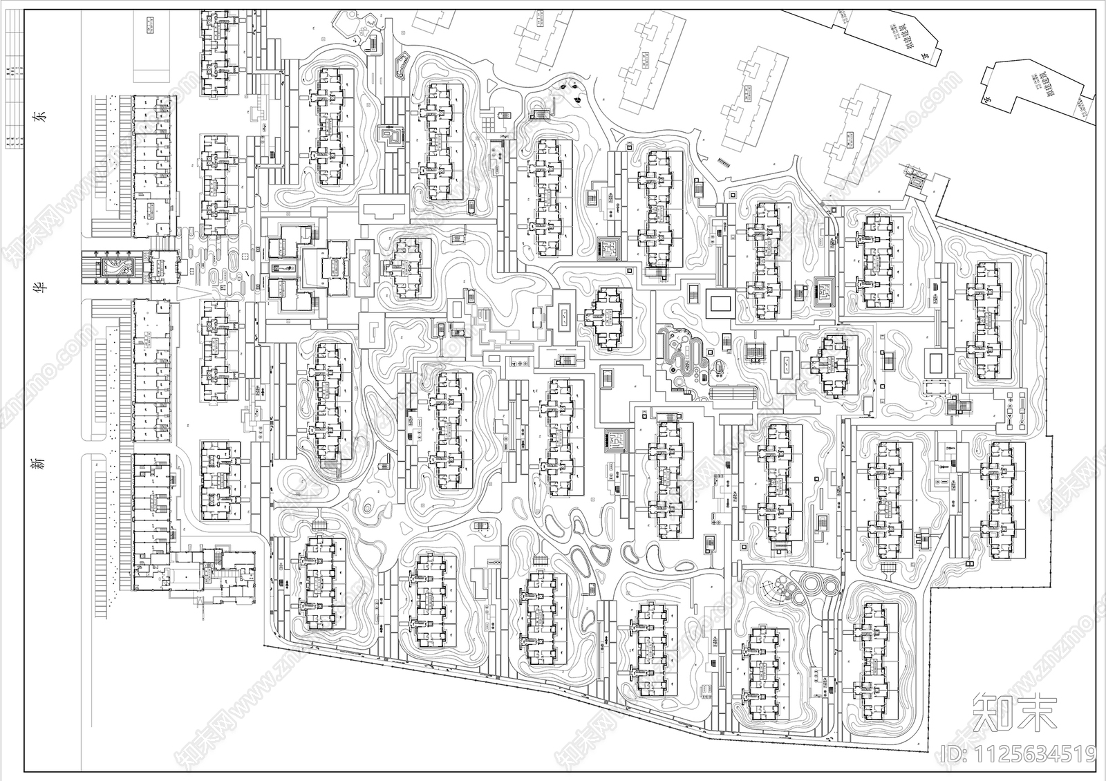 现代简约住宅大区景观方案cad施工图下载【ID:1125634519】