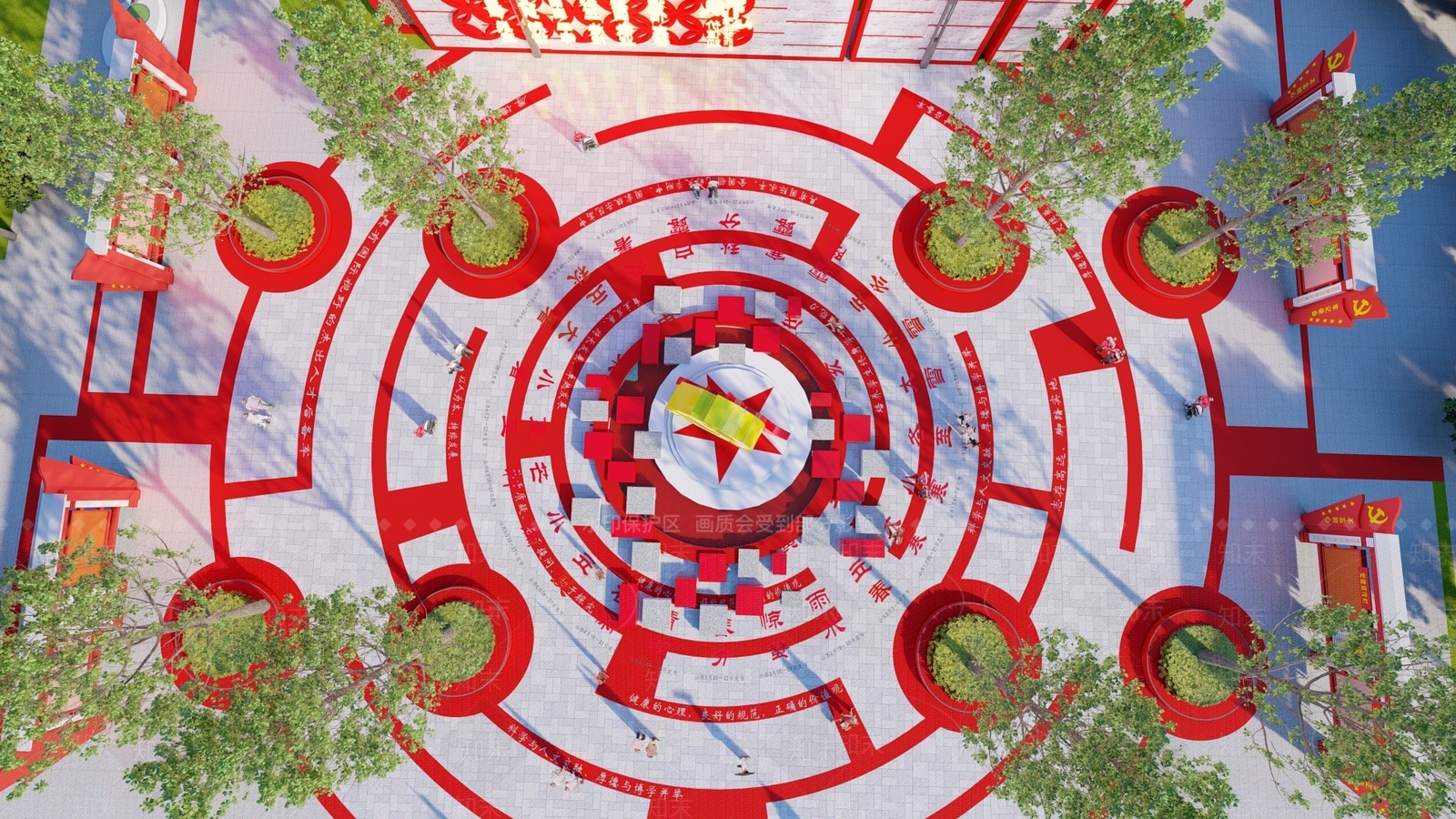 现代红色文化广场SU模型下载【ID:1125635095】