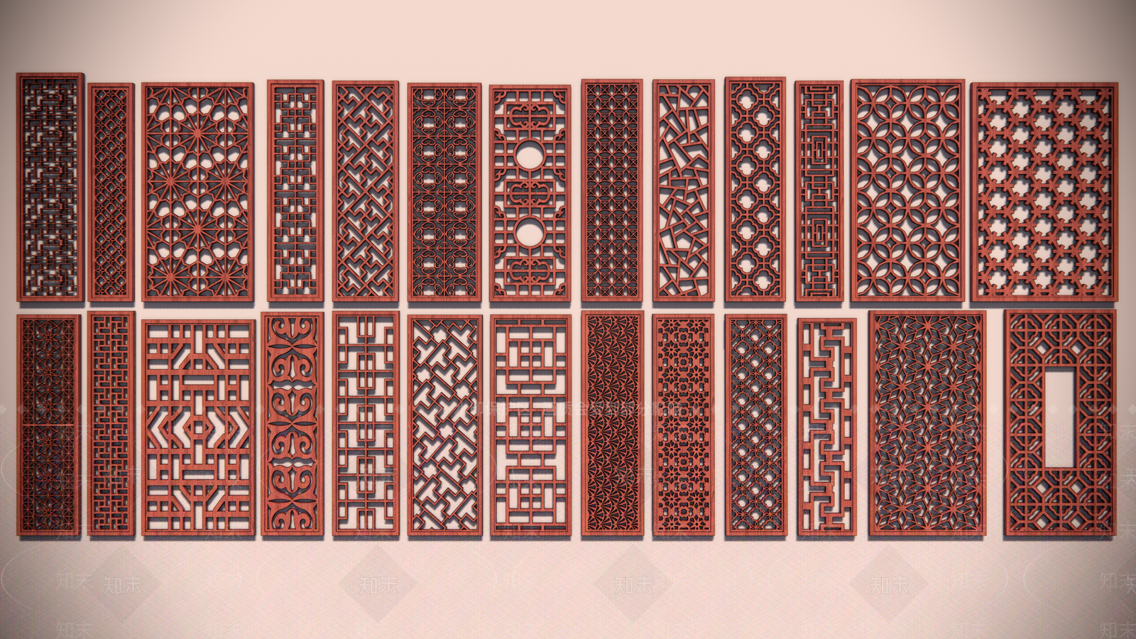 新中式隔断SU模型草图
