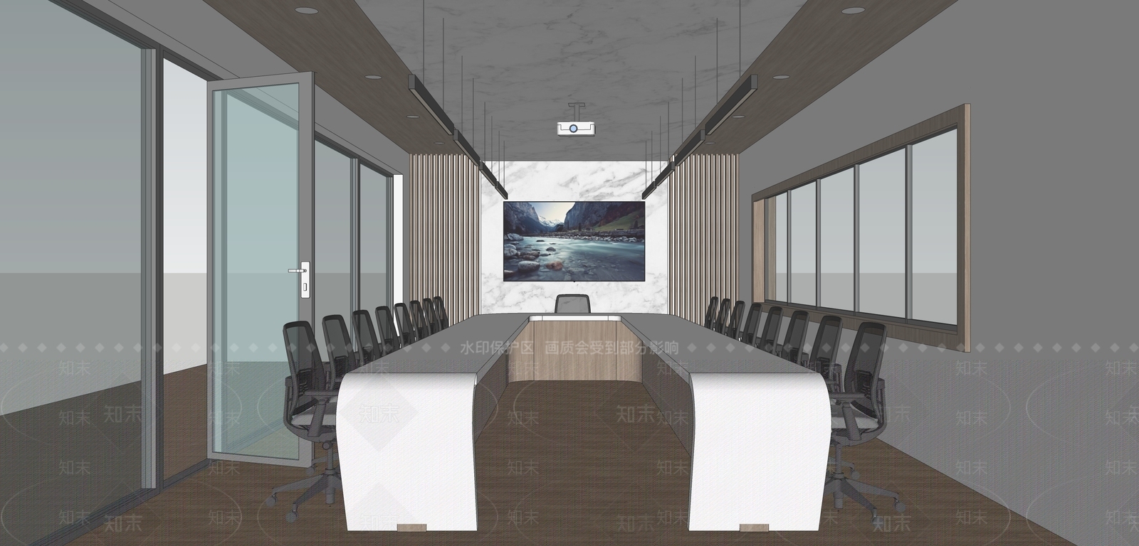 现代会议室会议厅SU模型下载【ID:1125638363】_知末su模型网