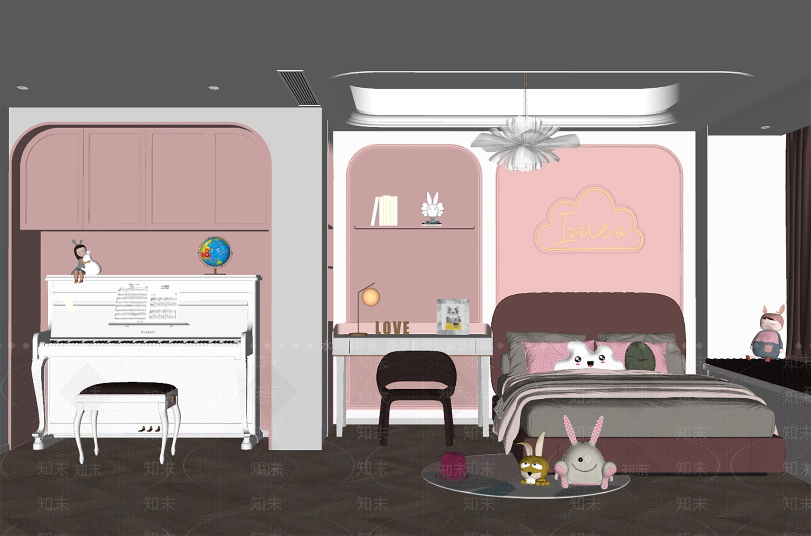 现代女孩房SU模型下载【ID:1125638707】