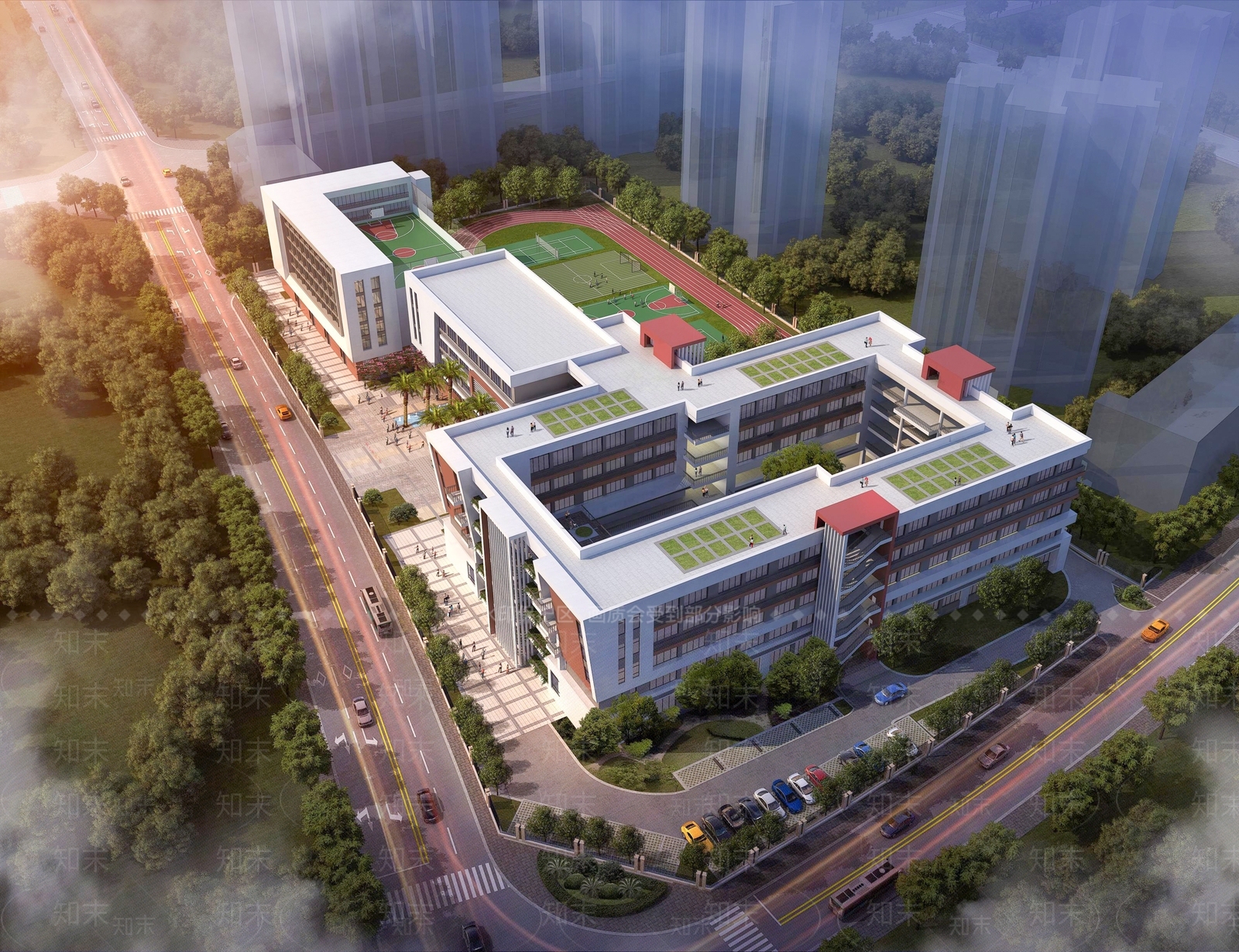 现代风格中小学建筑SU模型下载【ID:1125640952】_知末su模型网