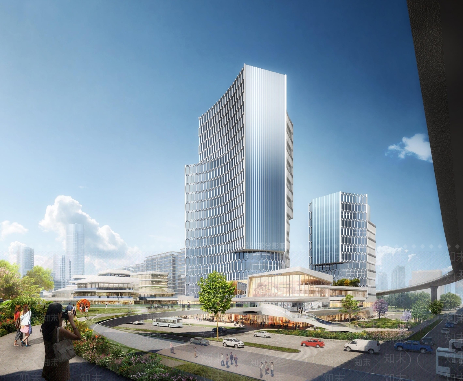 现代商业办公综合体建筑SU模型下载【ID:1125641784】