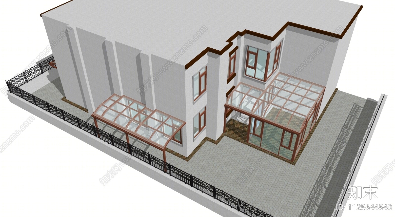 现代别墅阳光房SU模型下载【ID:1125644540】