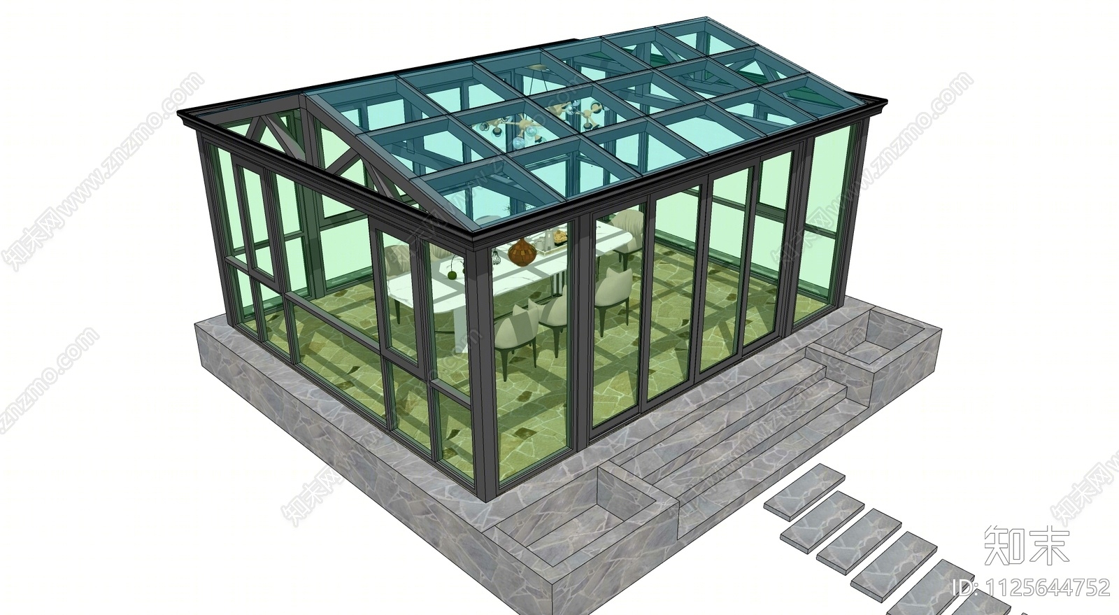 现代阳光玻璃房SU模型下载【ID:1125644752】