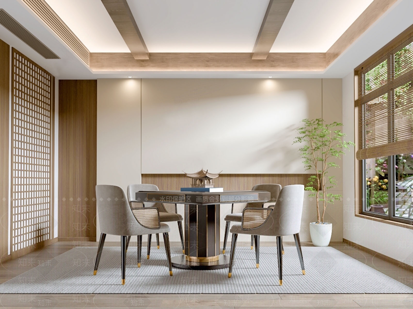 新中式棋牌室SU模型下载【ID:1125651980】