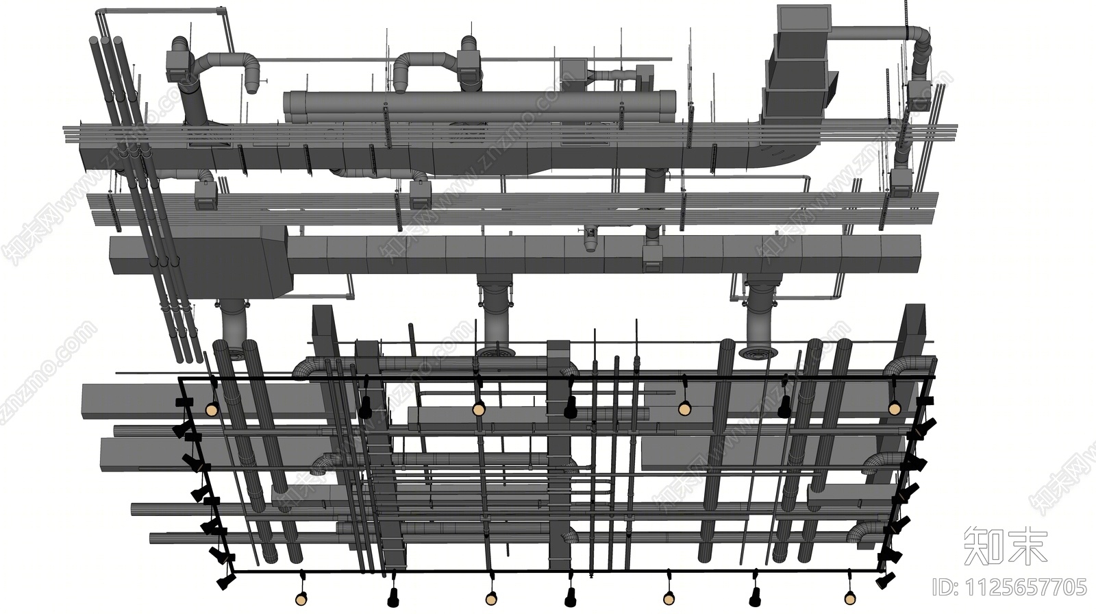 工业吊顶SU模型下载【ID:1125657705】