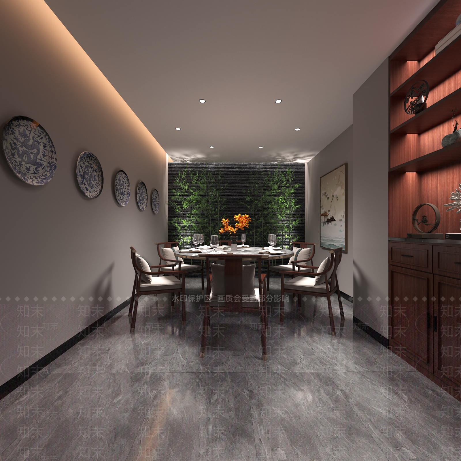 新中式包间3D模型下载【ID:1125673446】_知末3d模型网