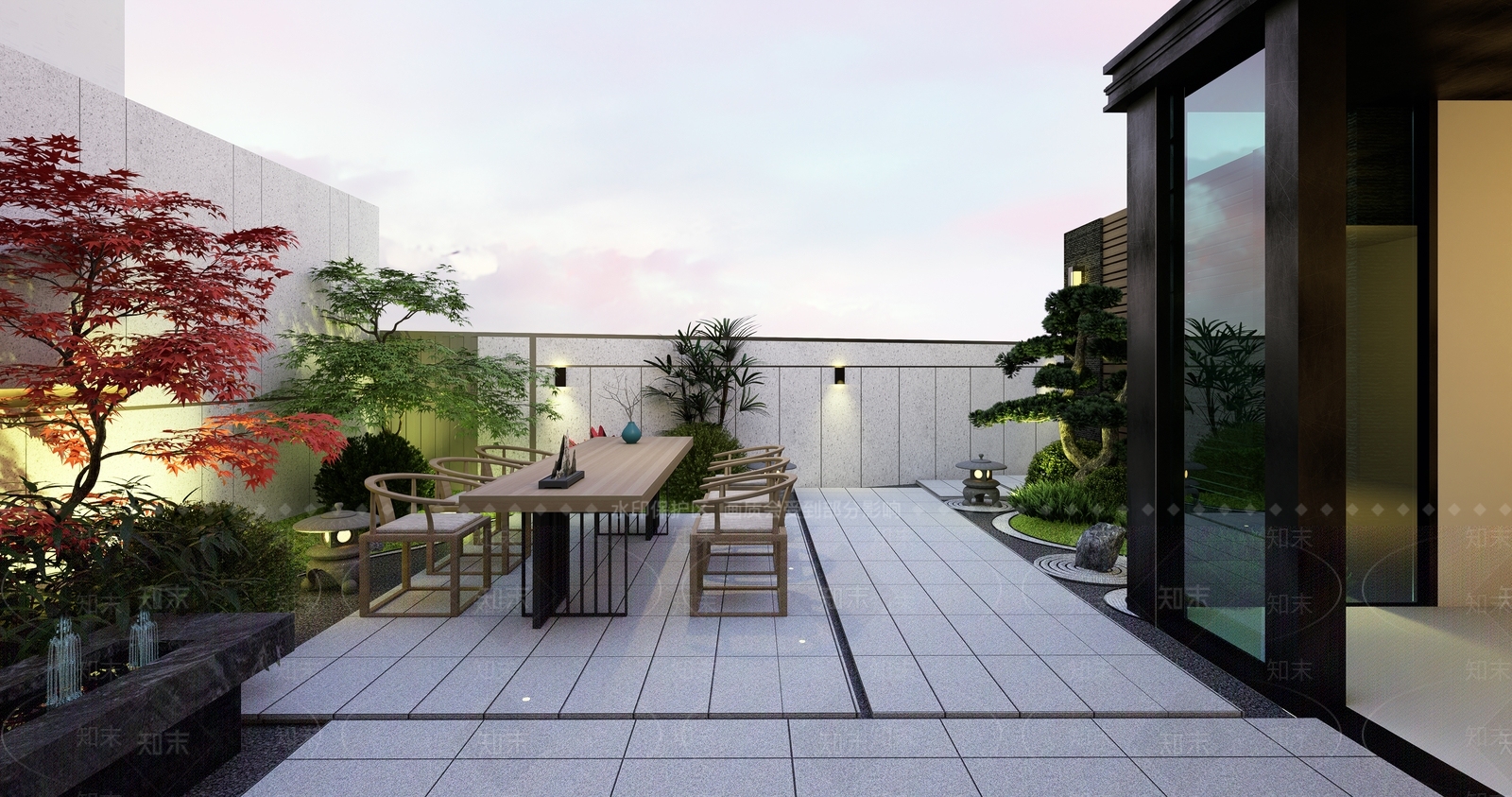 新中式屋顶花园SU模型下载【ID:1125674210】_知末su模型网