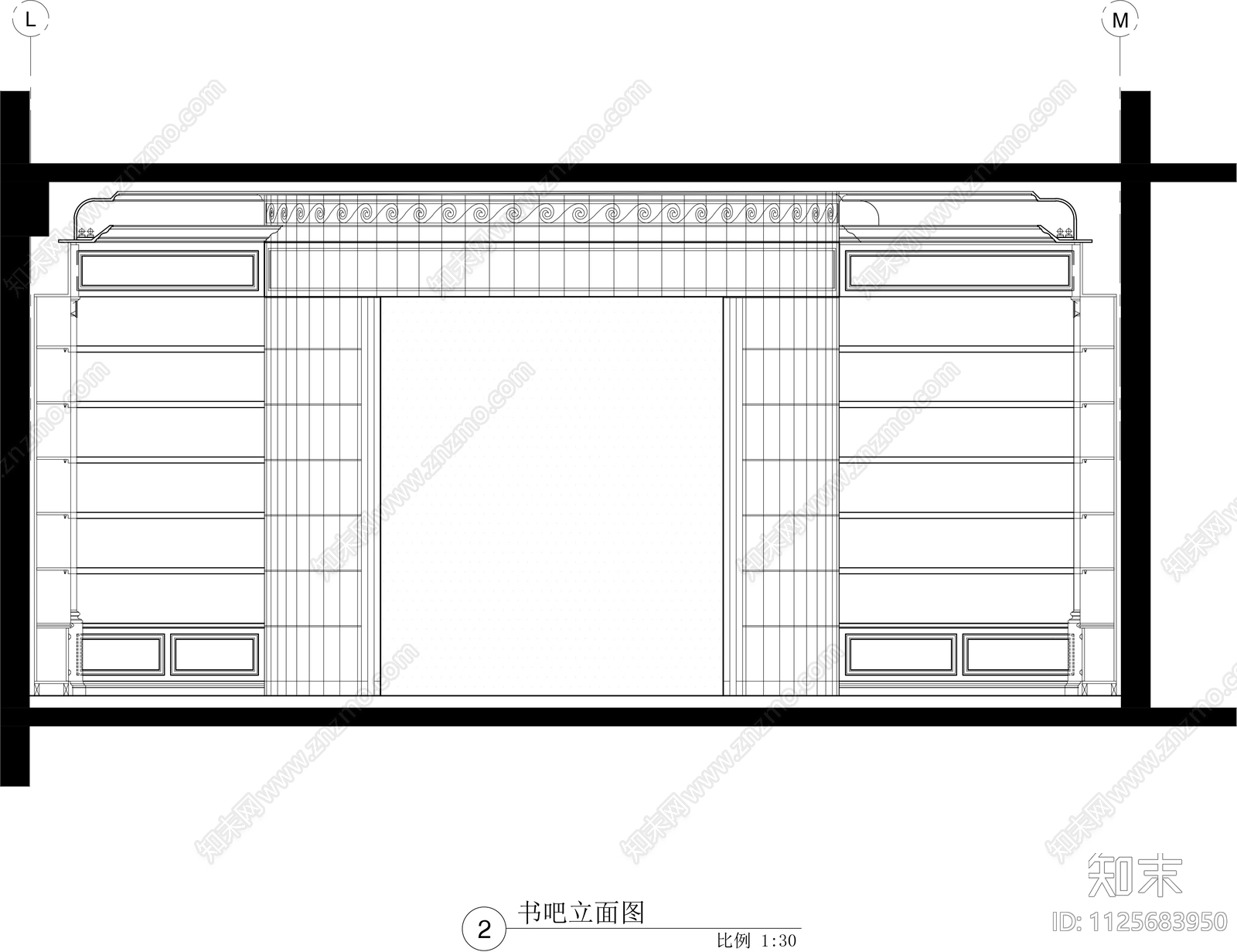 欧式古典多立克柱式书吧cad施工图下载【ID:1125683950】