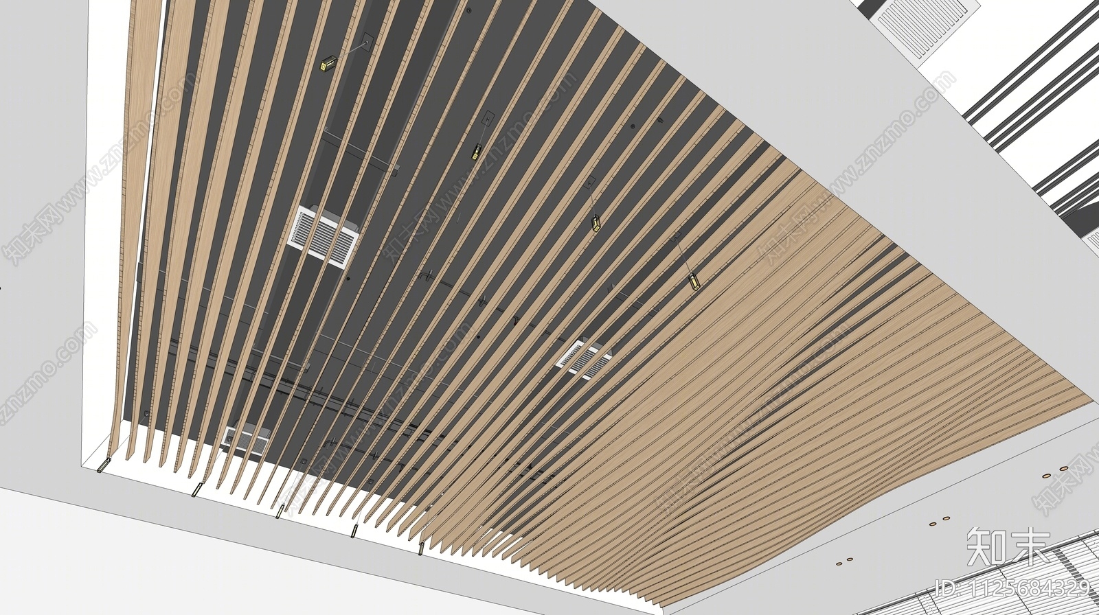 现代异形吊顶SU模型下载【ID:1125684329】